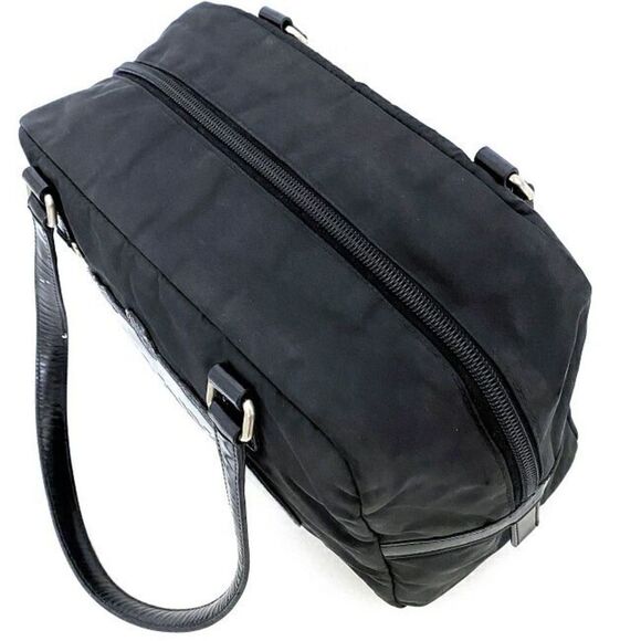 Prada Mini Boston Bag Handbag Leather Black Silver - Picture 5 of 9